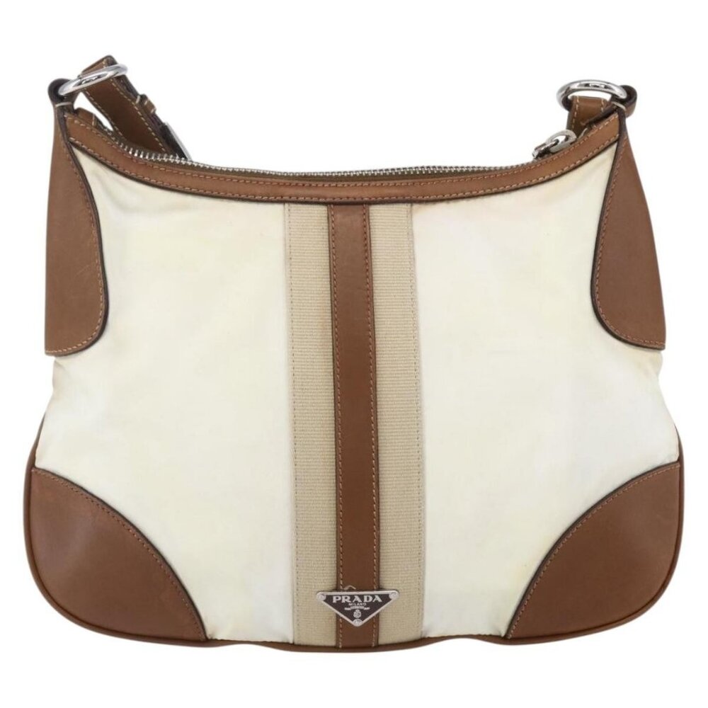 PRADA Shoulder Bag Nylon Beige Silver Auth ka273 - Picture 3 of 16
